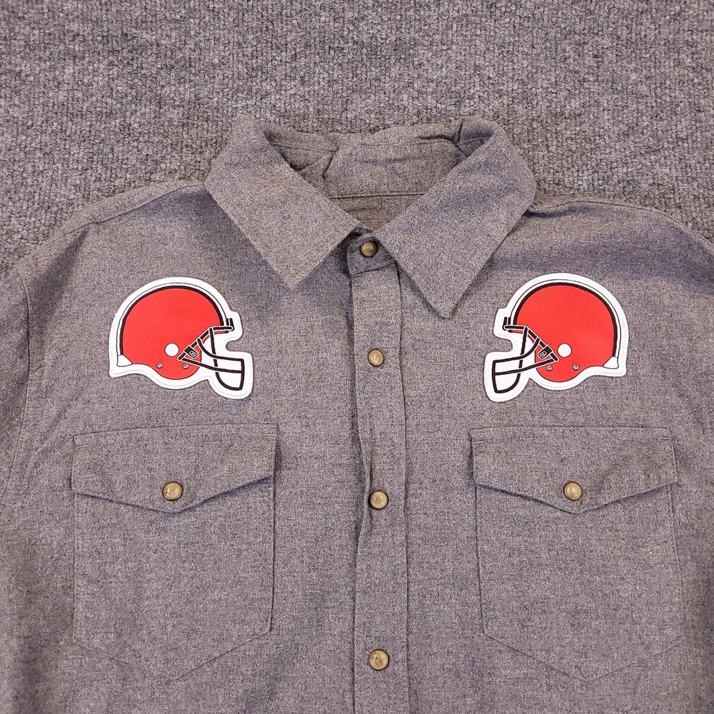 NFL x Darius Rucker Cleveland Browns Peal Snap Button Up Shirt Men M Gray Cotton